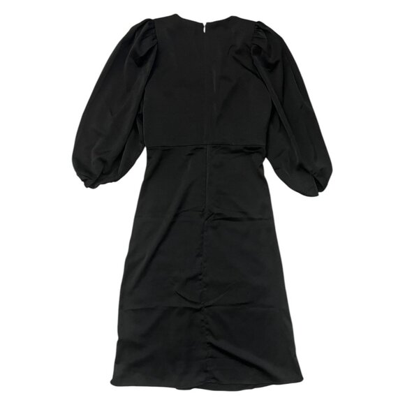 Banana Republic Babydoll Twist Front Midi Dress Black 4 Whimsygoth Dark Romantic - Picture 4 of 11